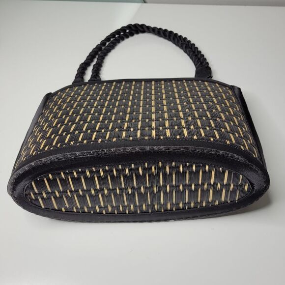 BASKETS OF CAMBODIA black tan top zip multi compartment tote bag purse LIKE NEW - Picture 14 of 16